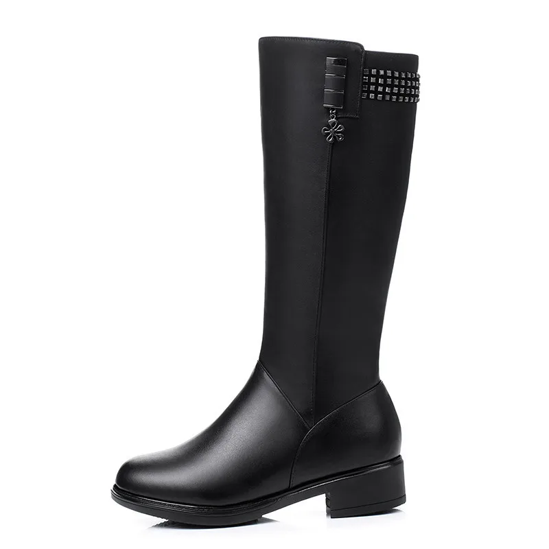 DIMANYU, zapatos de invierno, botas para mujer, novedad de 2024, botas largas de tacón alto de cuero genuino para mujer, botas romanas de moda para hija de lana para mujer