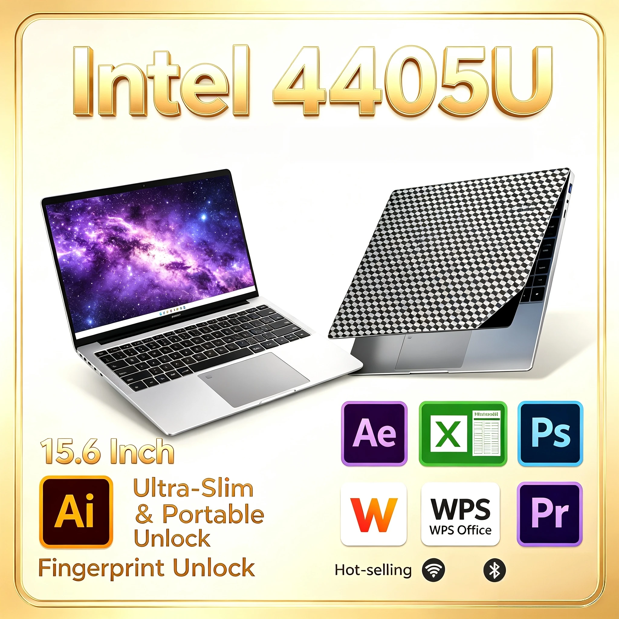 15.6 Inch Intel Pentium 4405U Laptop 2C4T 2.1GHz 16GB RAM 2TB SSD 1920x1080 Ultra Slim Home Office Student Pro Max