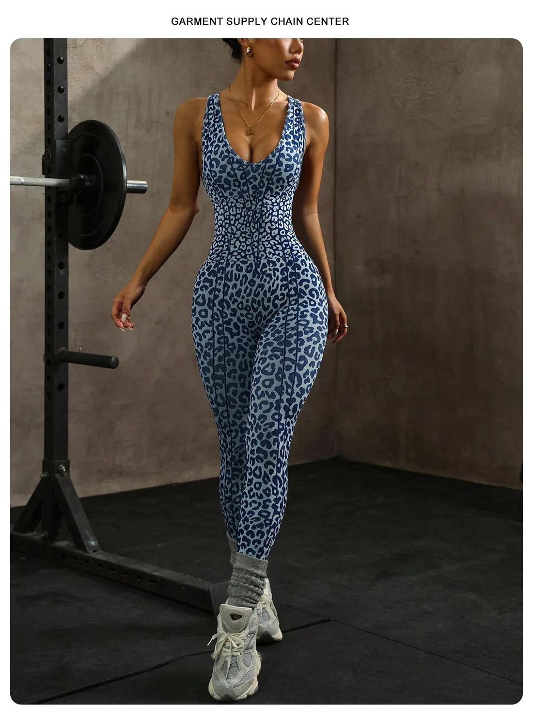 Neue Leopard Print Body Frauen Nahtlose Ausgestelltes Hosen Overalls Sexy einteiliges Fitness Anzug Kreuz Zurück Stretchy Yoga Overalls – Detail 4