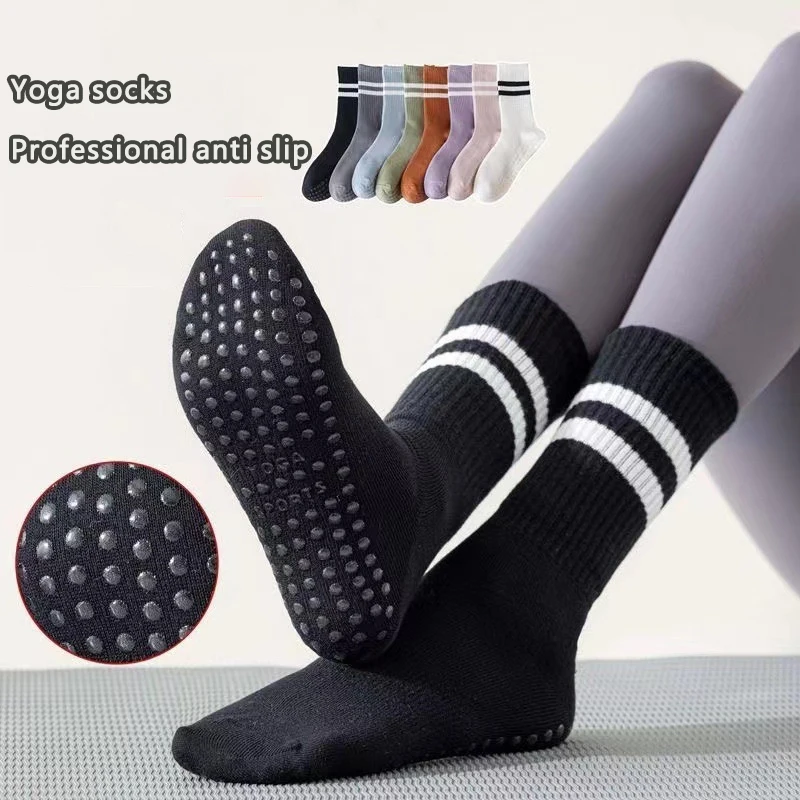 

Yoga Socks Non-slip Silicone Fitness Socks Cotton Mid-tube Stockings Yoga Pilates Gym Floor Sports Socks Indoor Sportswear