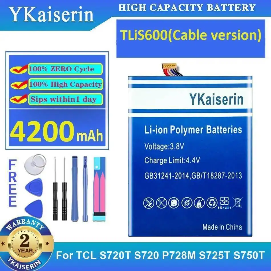 

Кабельная версия Tlis600, аккумулятор для мобильного телефона, 4200 мАч, высокая емкость для Tcl S720T S720 P728M S725T S750T