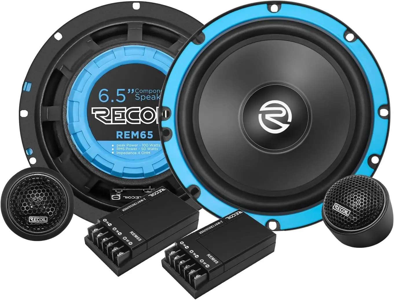 

6.5-Inch Car Audio Component Speaker System with 200W Peak Power, Silk Tweeters & Polypropylene Cones