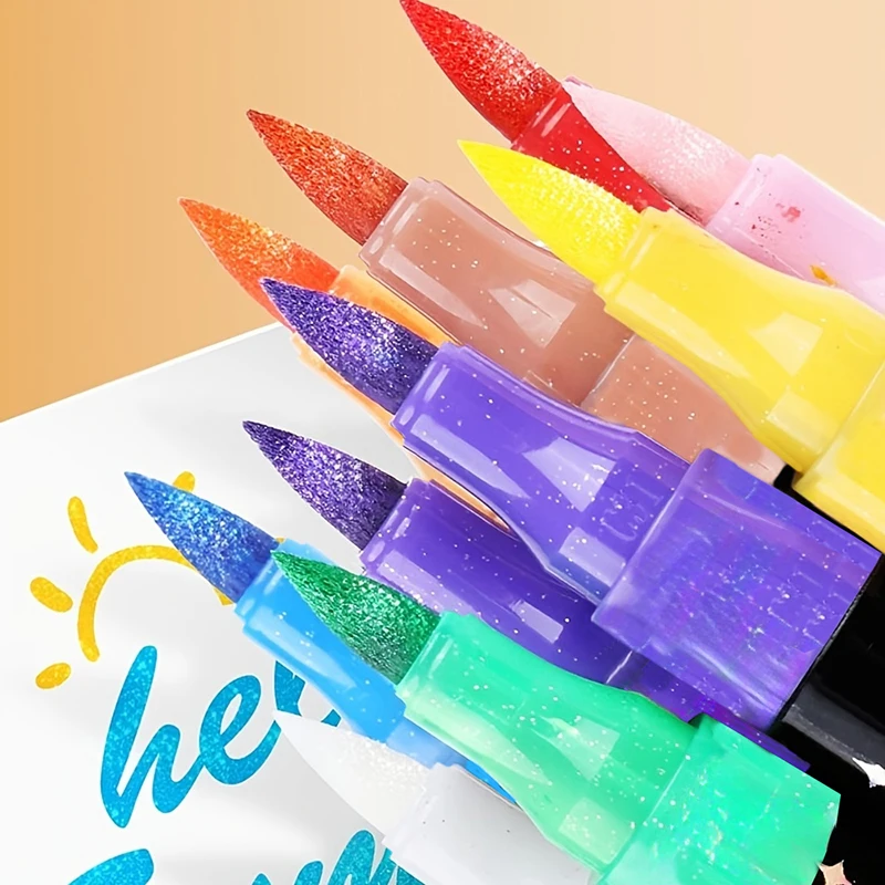 A doppia estremità bicolore penna glitterata set di marcatori Pennarelli luccicanti Penne da disegno per scrittura glitterata Natale Compleanno Fai da te Arte #1