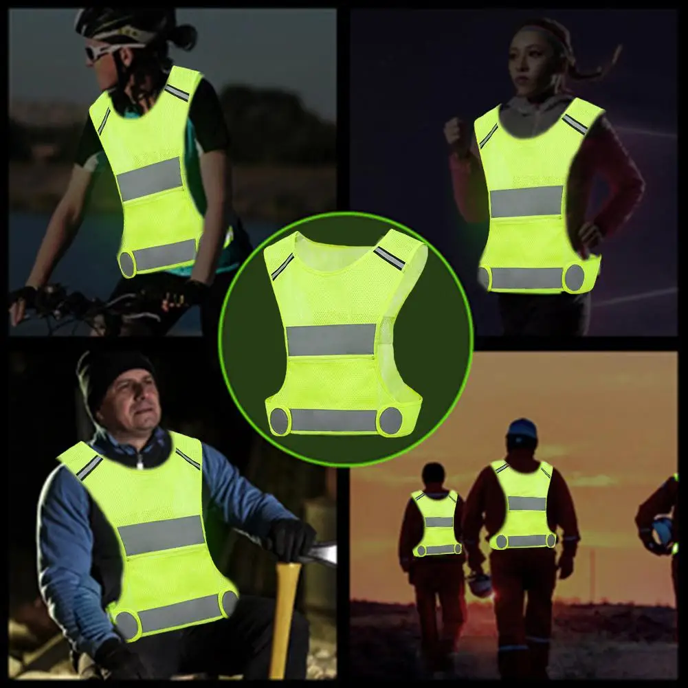 Adjustable Strap Breathable Lightweight Safety Vest 360° High Visibility Jogging Cycling Walking Reflective Night Running Vest