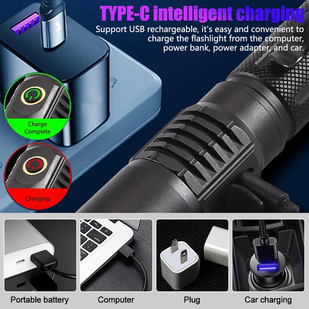 30W 365NM UV Light Flashlight Ultraviolet Lamp Money Fluorescent Agent Detection Torch Pet Urine Stains Detector