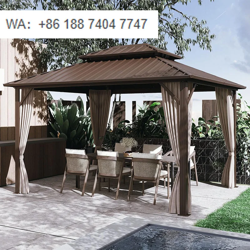 

High Quality Heavy Duty Outdoor Powder Coating Finish Pavilion Custom Modern Garden Patio Hardtop Gazebo Tent