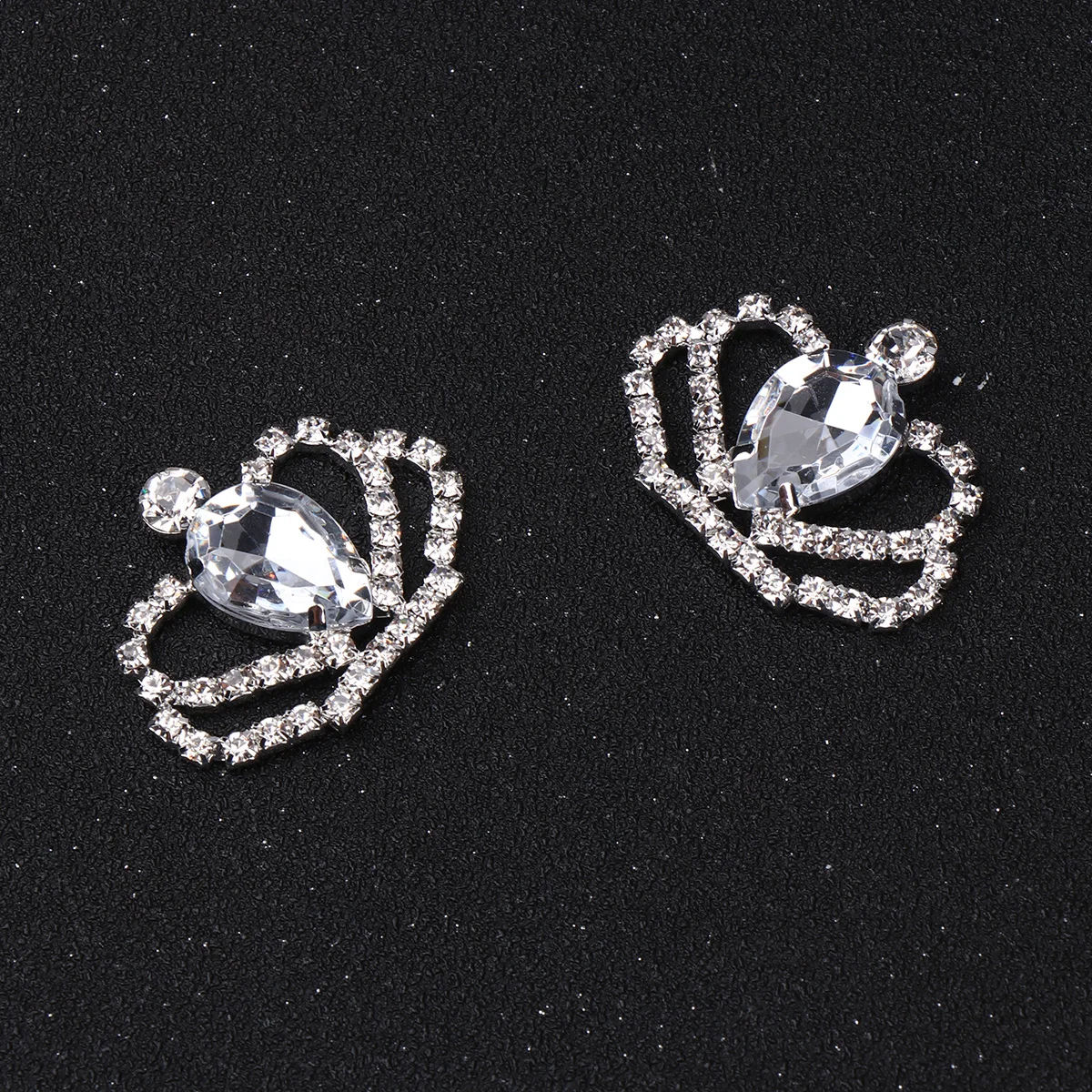 

10pcs Crystal Crown Patch Alloy Rhinestone Inlaid Diy Sticker For Jewelry Making Transparent Craft Decoration Handicraft Sewing