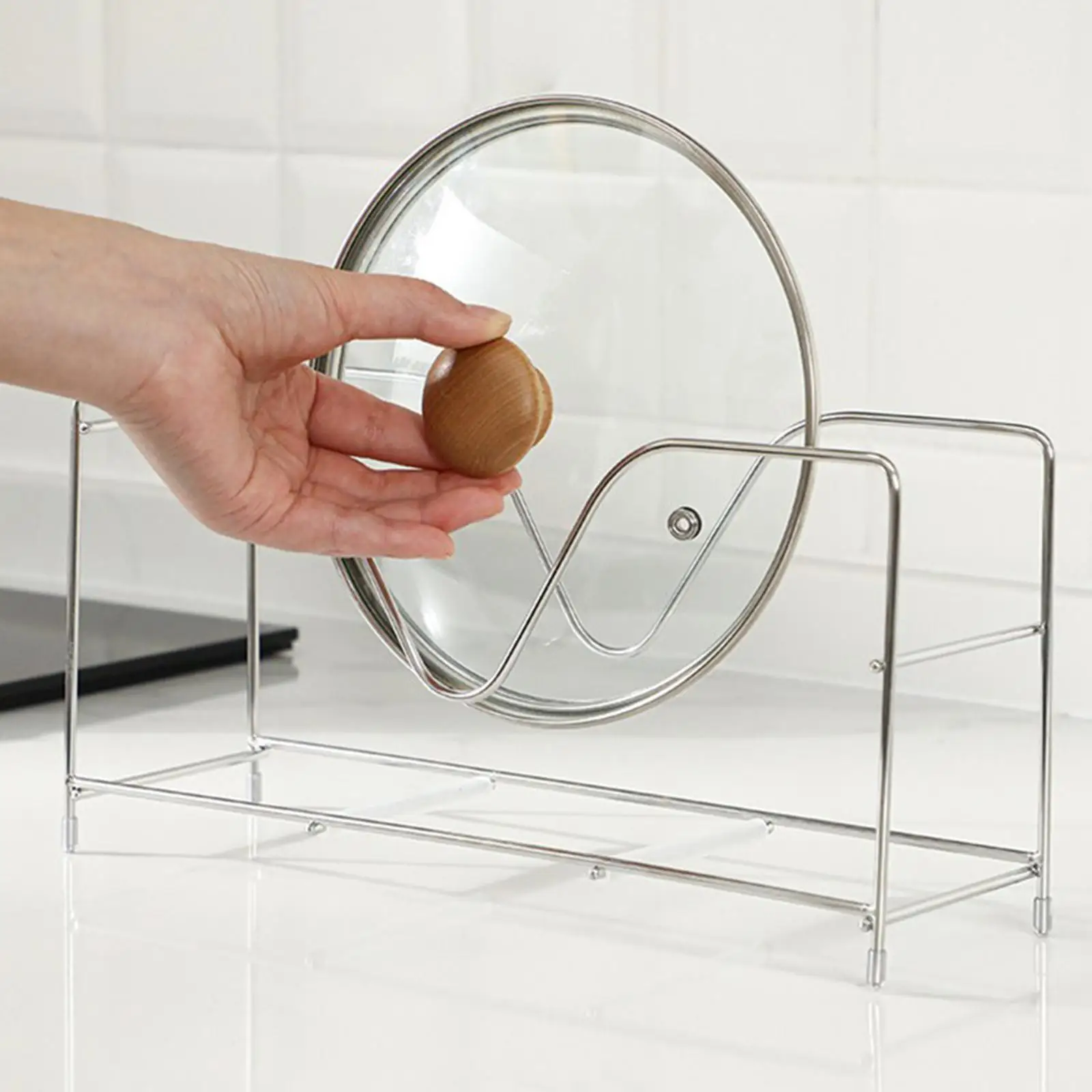 Pot Lid Rack Organizer Metal Kitchen Accessories Freestanding Storage Shelf Cutting Board Storage Rack for Restaurant Plates