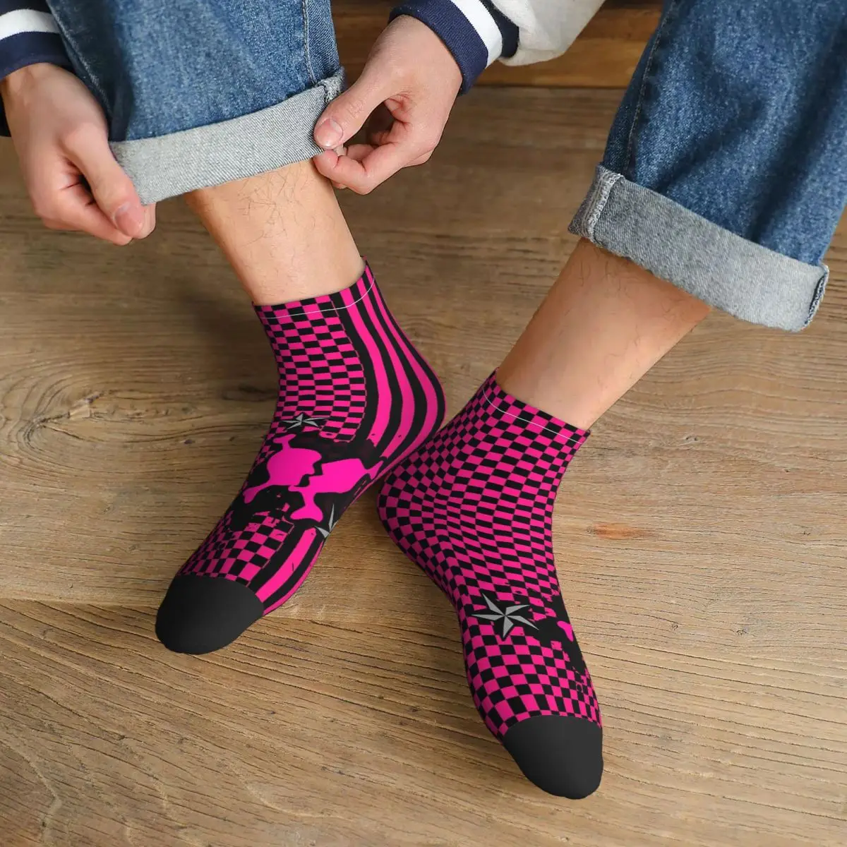 

Punky Pink Emo Socks Harajuku Sweat Absorbing Stockings All Season Socks Accessories for Man's Woman's Gifts