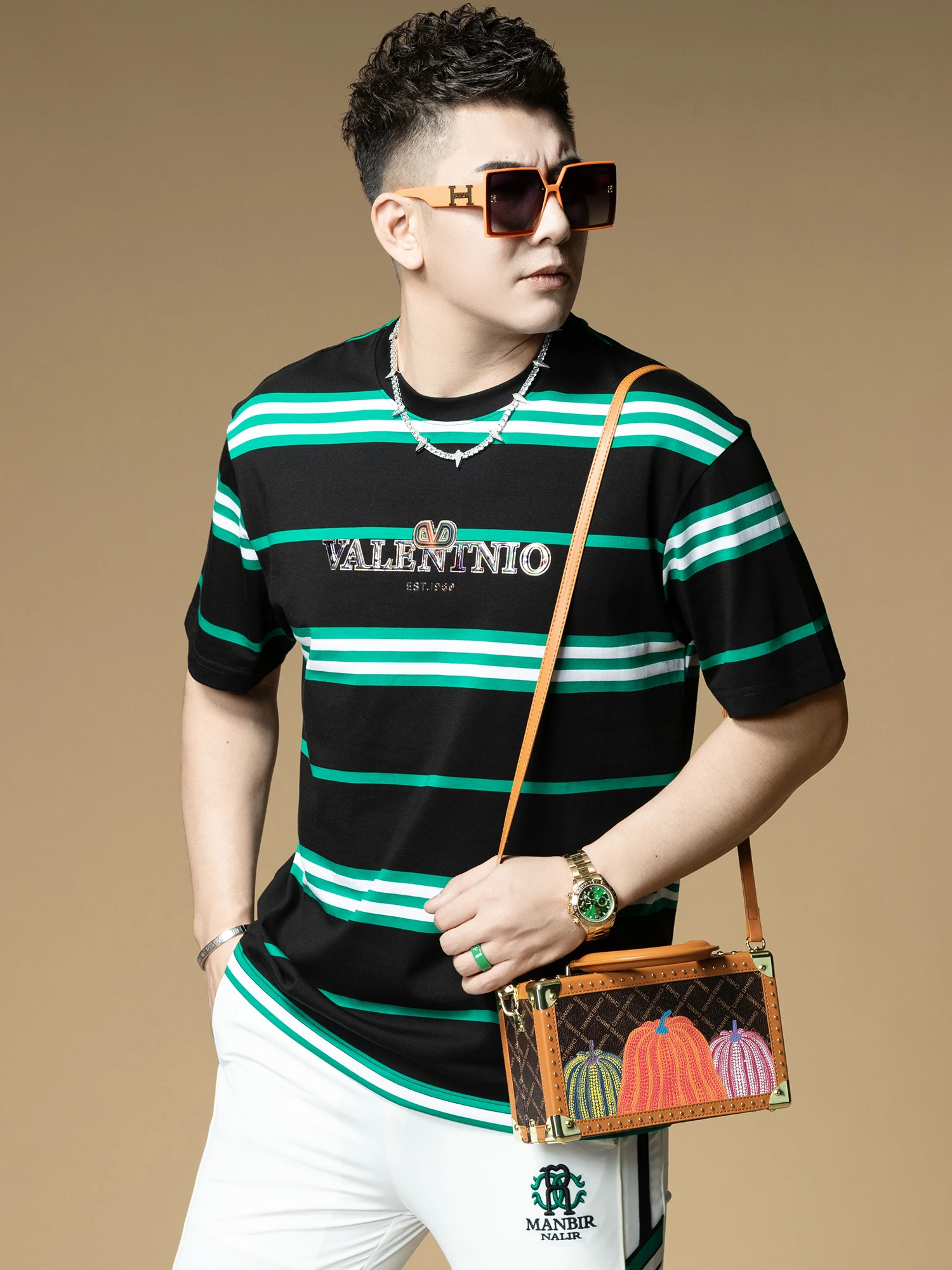 

Loose Fit Men's Stripe T-irt ort Sve f Sve Color Blo Summer Faion Casual Cotton Polyester Blend Tee irt