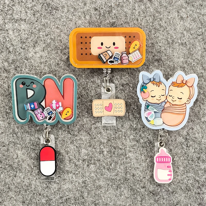 Creative Medical Style Shakers Retractable Badge Reel for Nurses And Doctors Adjustable ID Card Holder Office School Supply
