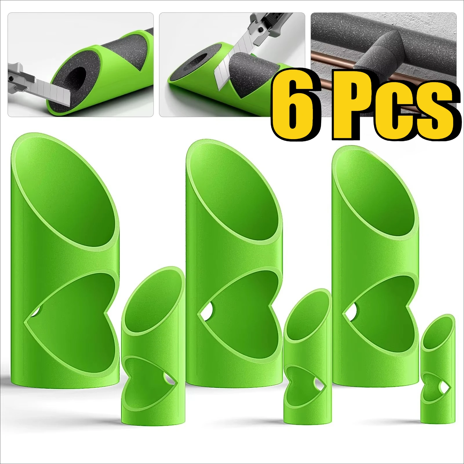 6PCS Foam Pipe Insulation Cutter Tool Cutting Guide Clip for Homes Industries Commercial Places Versatile Fixture