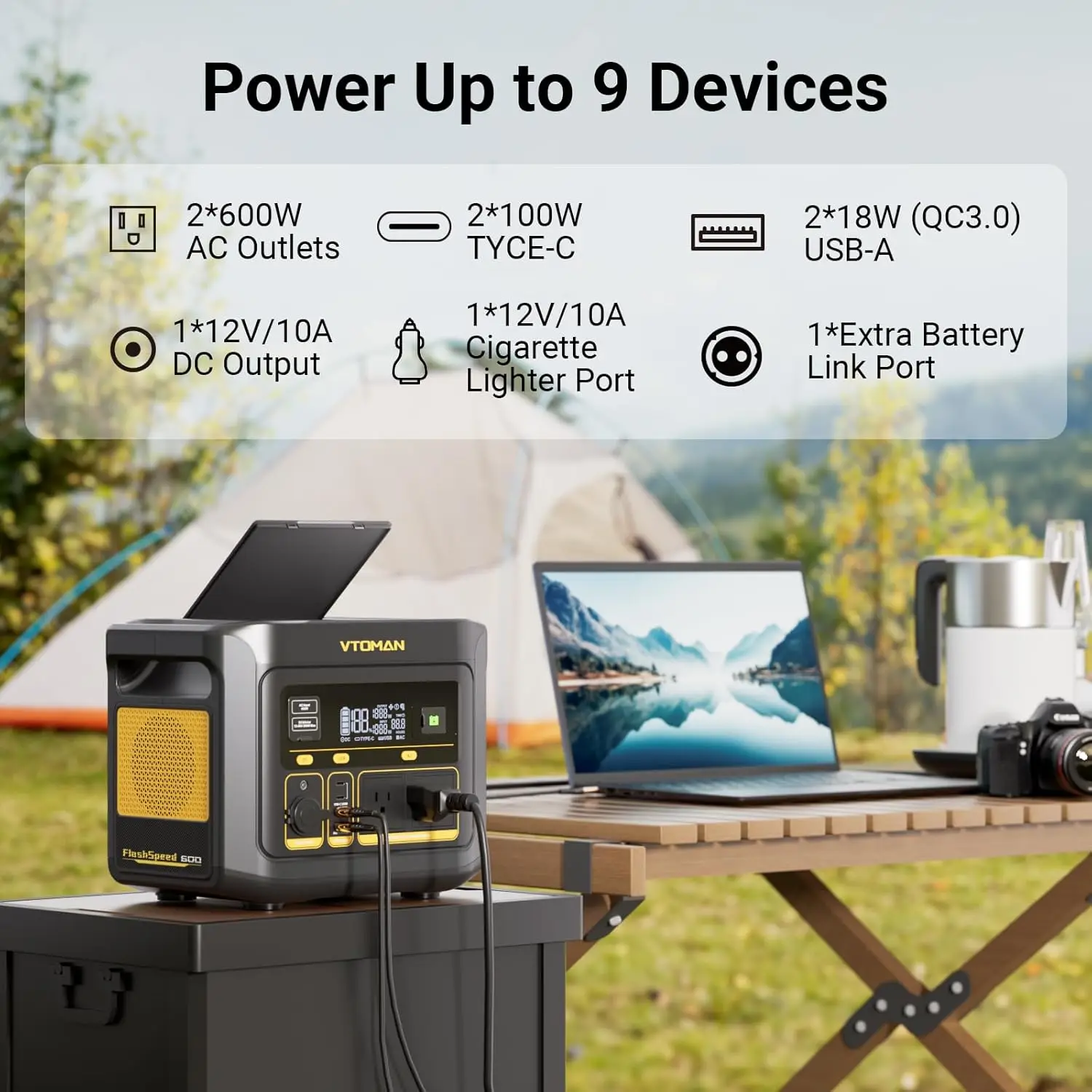 FlashSpeed 600, Portable Power Station 499Wh, 70Min Fully Charged, 600W(Peak 1200W) LiFePO4 Battery Solar Generator