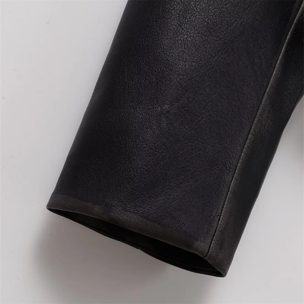 women's new casual pocket decoration lapel versatile patch bag leather PU leather jacket jacket jacket