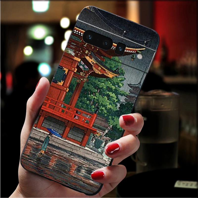 

Phone Case For Google Pixel 10 9 Pro XL 9A 8 7 6 Pro Pixel 8A 7A 6A Pixel 8 7 6 5 Japanese style Art Crane Fuji Mountain