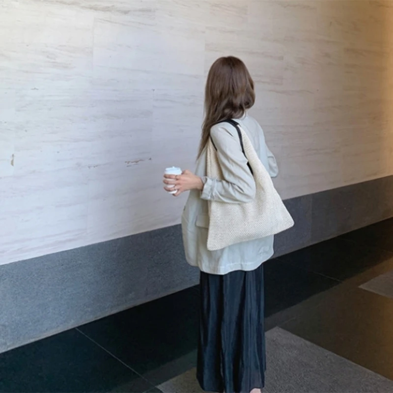 Super Fashion Women Shoulder Bags Wicker Woven Straw Bag Designer Handbags Large Capacity Tote Female Summer Beach Purse Beige - view 4