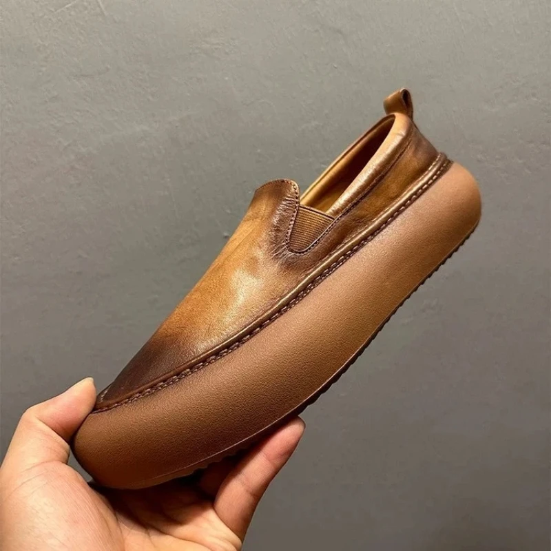 

2025 New Men's Genuine Leather Slip-On Loafers, Chunky Sole Driving Moccasins with Breathable Soft Sole Premium Comfort Footwear