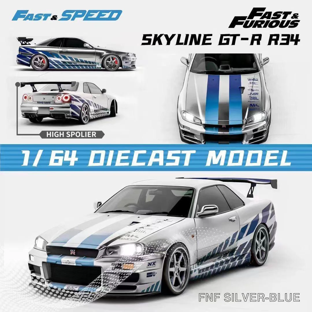 車の合金スカイライン,高速,GT-R r34 z-tune,1:64 - AliExpress 26