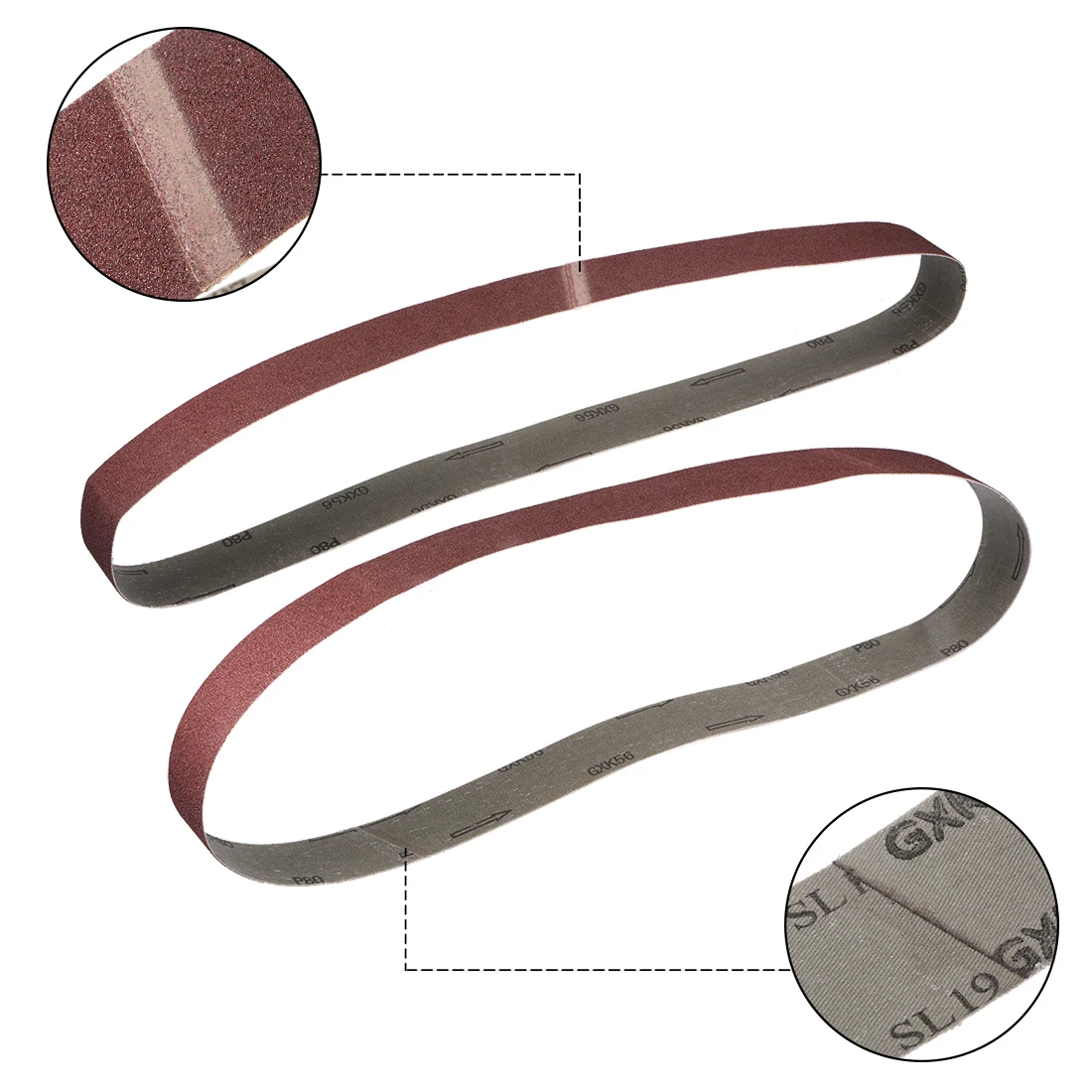 5 Buah Sabuk Pengamplasan 2X48 Inci 80 Sabuk Pasir Grit untuk Pengampelas Sabuk