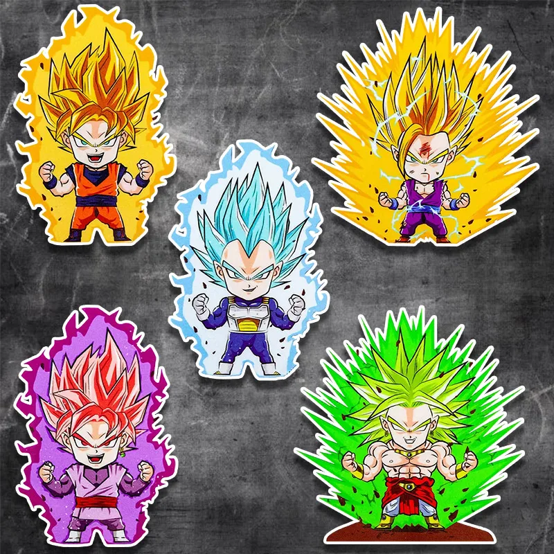 Pegatina de Anime de Dragon Ball para niños, decoración de coche de transformación de Super Saiyan, Son Goku, Vegeta IV, grafiti, juguete, regalo de cumpleaños