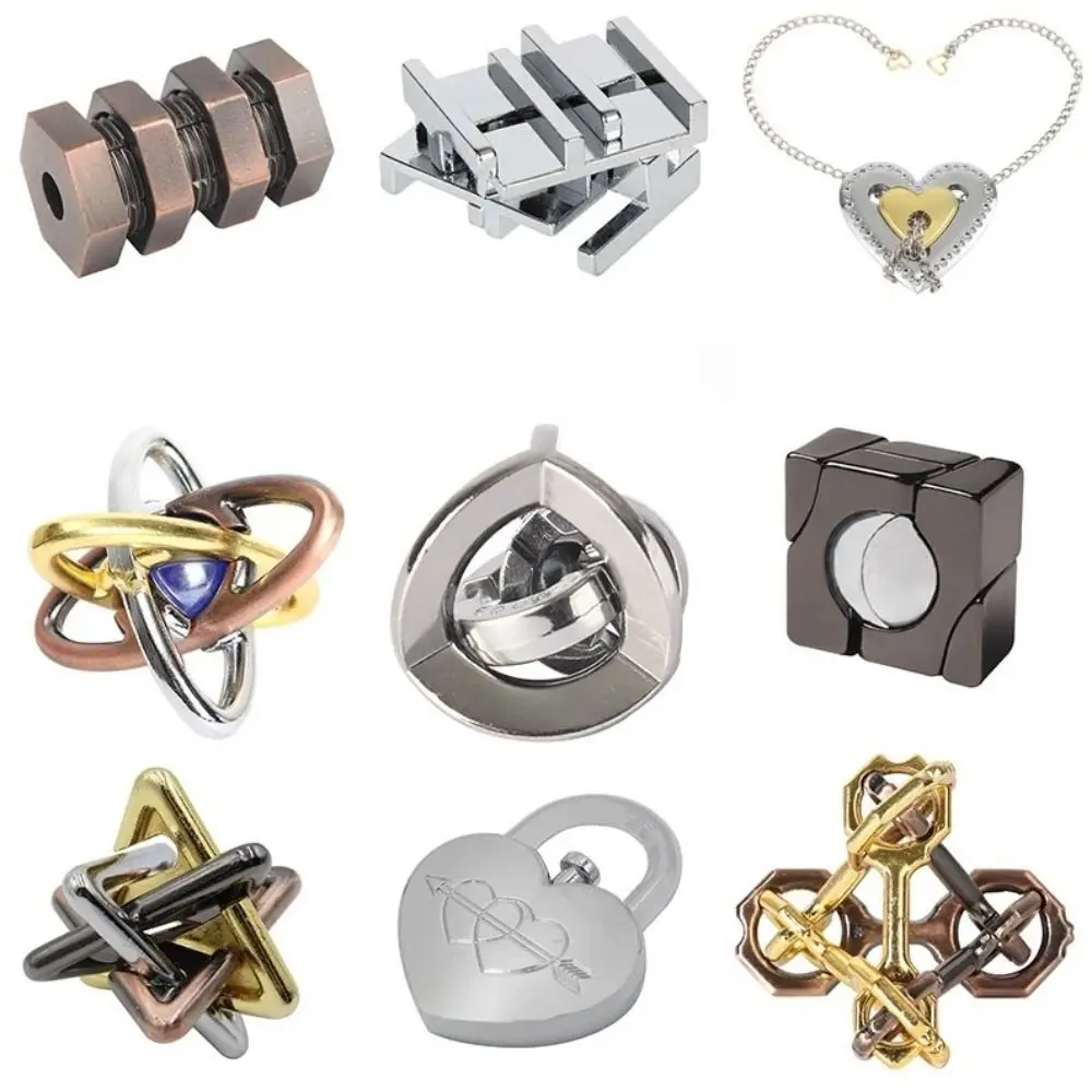 

Luban Lock Alloy Brain Teaser Puzzle Toys Brain Teaser Unlock Toy Unlock Toy 3D Puzzle Retro IQ Luban Lock Puzzle Toy Kids Gifts