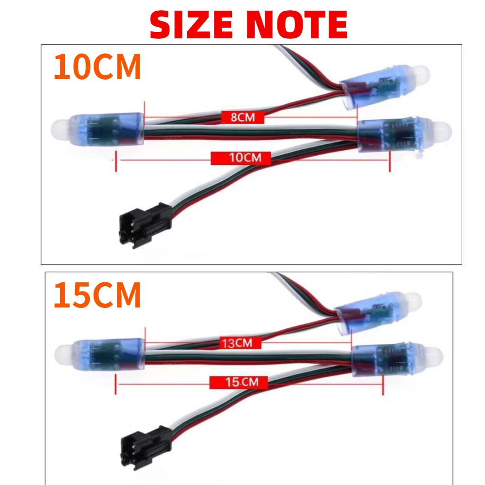 Dc5v 10/15cm 50 peças ws2811 ic módulo de luz led 12mm cor completa à prova dip68 água ip68 corda led para festival decorativo lâmpada pixel led