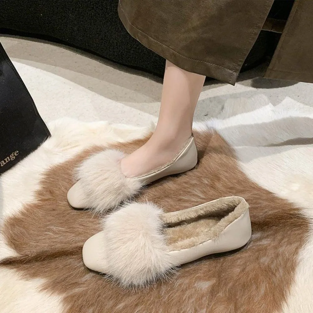 Big Size Lambwool Moccasins Femme Curly Sheep Fur Flats Woman Warm Plush Loafers Winter Cotton Shoes Women Furry Snow Boot