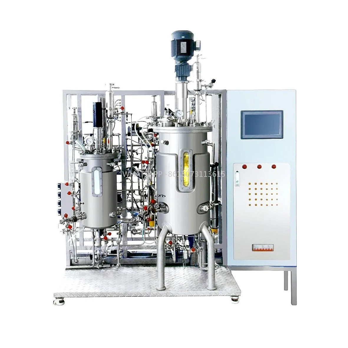 Nuovo 1000L-2000L Bioreattore Giacca Completa Dimple Jacket Automatico Lab Bioreattore Con Vessel di Pressione di Vapore Pompa Motore PLC