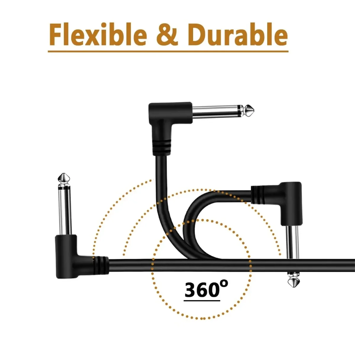 Miwayer 6Pcs Noiseless 6.35mm Right Angle Patch Cables, Shielded Wire for Guitar Effect Pedals