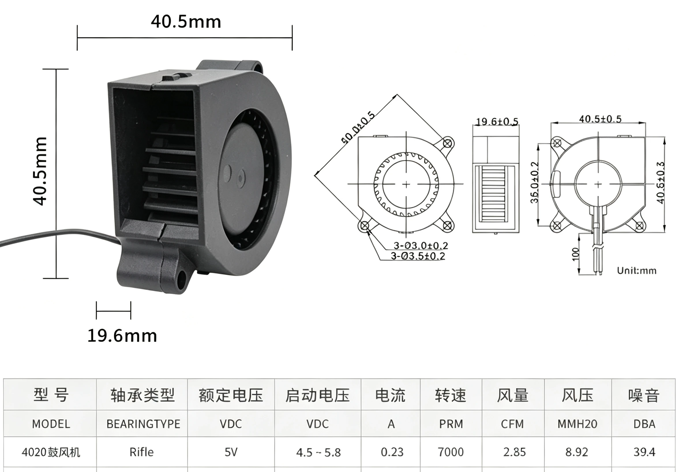 2PCS Quiet Blower Fan For 4020 Cooler Humidifier 5V 12V 24V USB Turbine