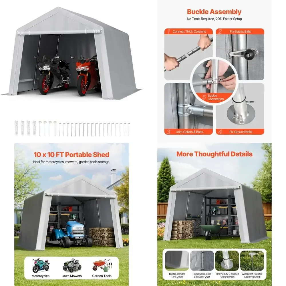 

Портативная водонепроницаемая палатка для хранения, сверхмощный уличный навес размером 10x10 футов с подвижной дверью и вентиляцией для укрытия