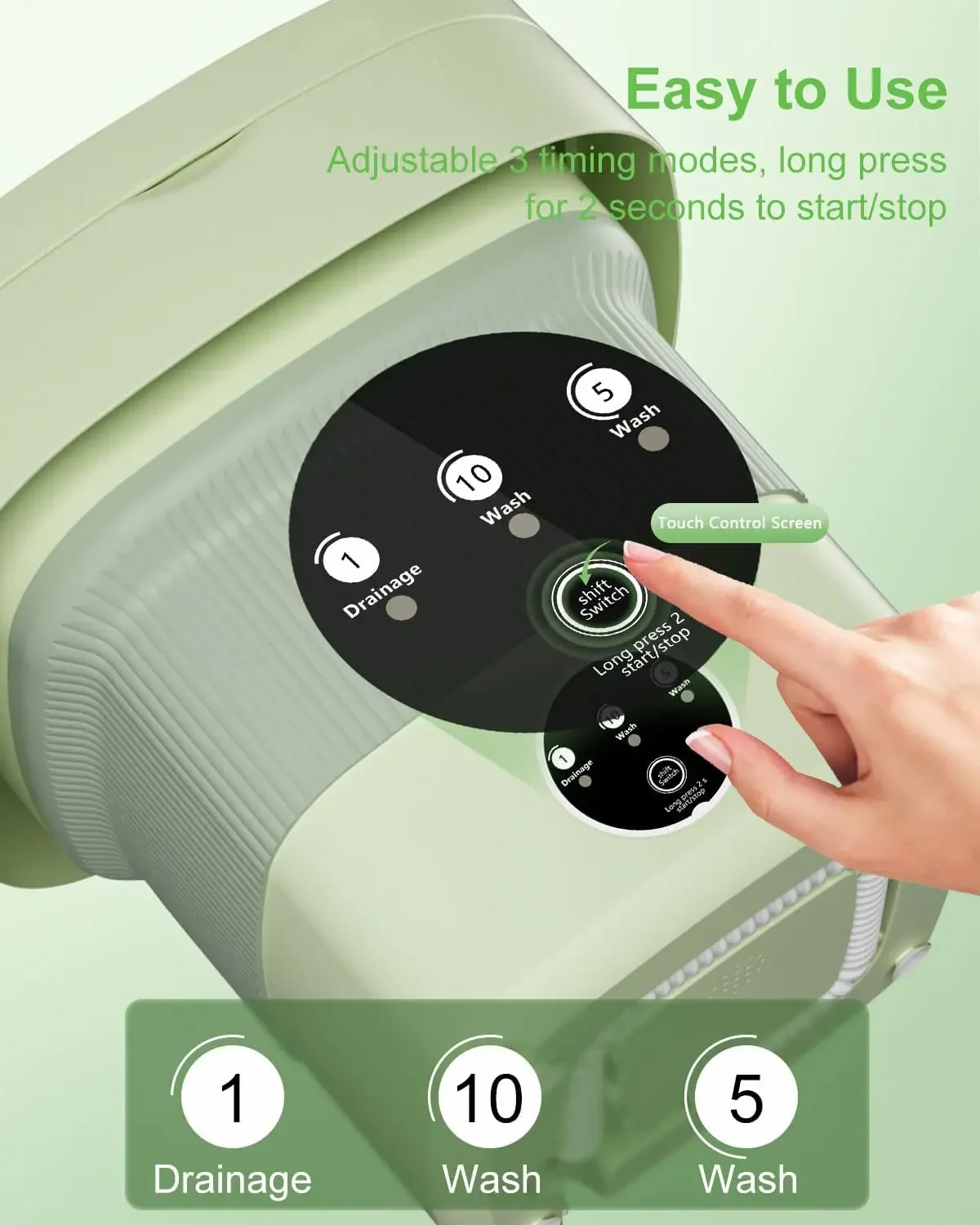 Portable Washing Machine, 9L Mini Laundry Washer with 3 Modes Cleaning  Underwear, Baby Clothes, Sock, Small Delicates. Folda