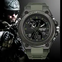 SANDA-Pulsera deportiva para hombres, reloj de lujo masculino resistente al agua, de doble pantalla y estilo militar