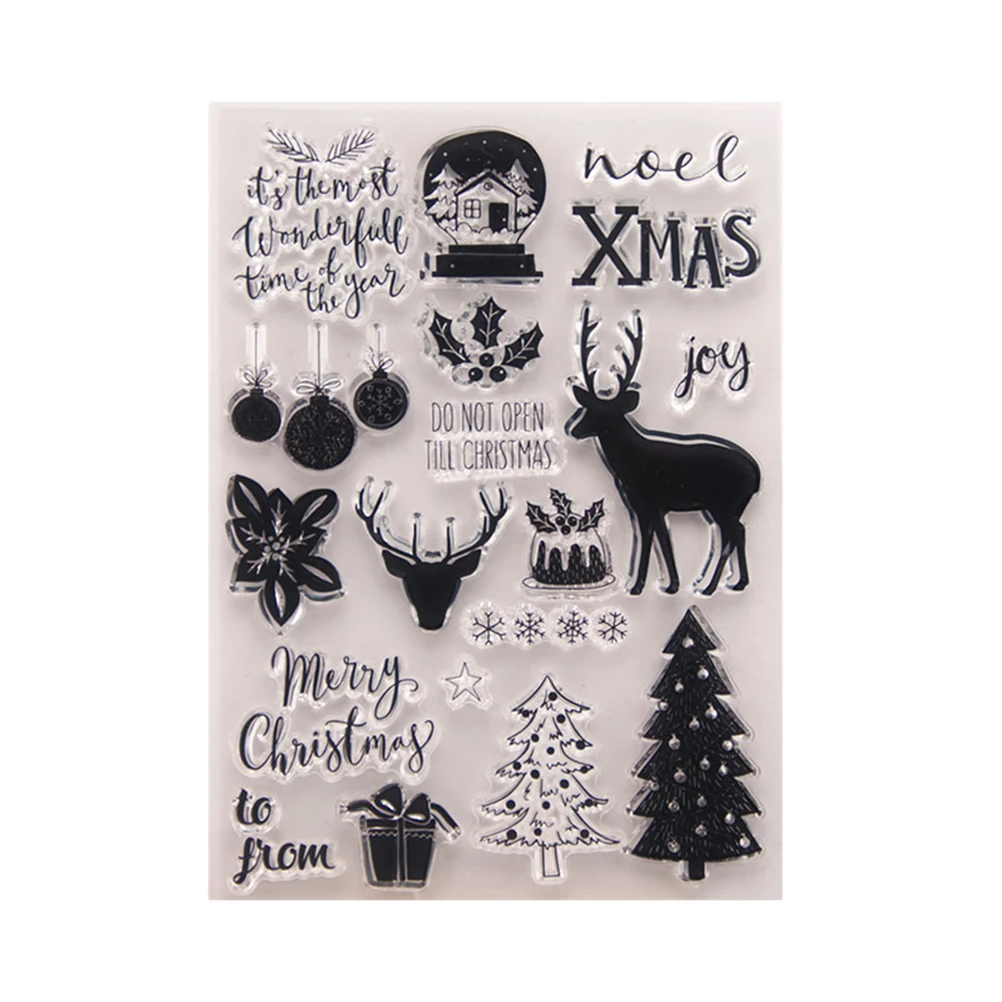

Transparent Stamps for Card Making Scrapbook Supplies Party DIY Projects TPR Material Easy Clean Reusable Christmas