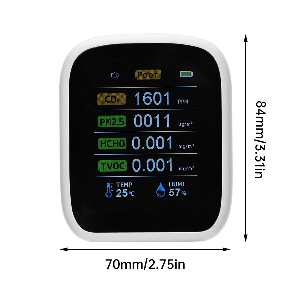 8-in-1-WIFI-Luftqualitätstester CO2 PM1.0 PM2.5 PM10 HCHO TVOC Temperatur- und Feuchtigkeitserkennung APP-Steuerung Infrarotsensor – Detail 22