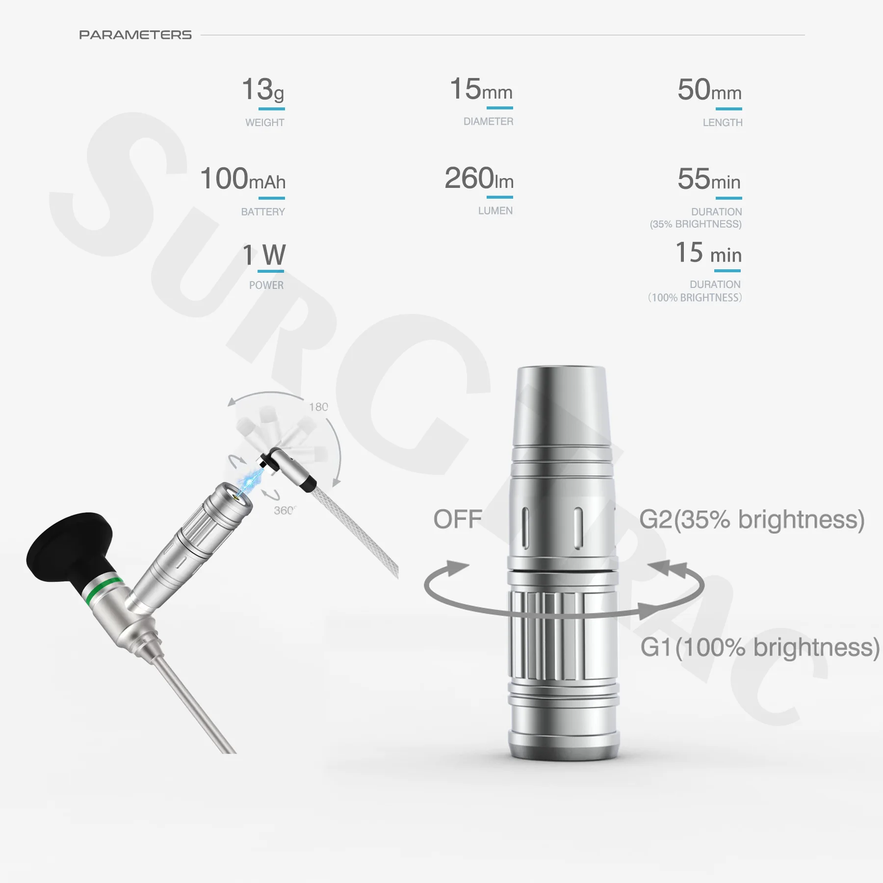 Minifuente de luz fría LED ENT 1W, endoscopia portátil, uso quirúrgico, médico y veterinario