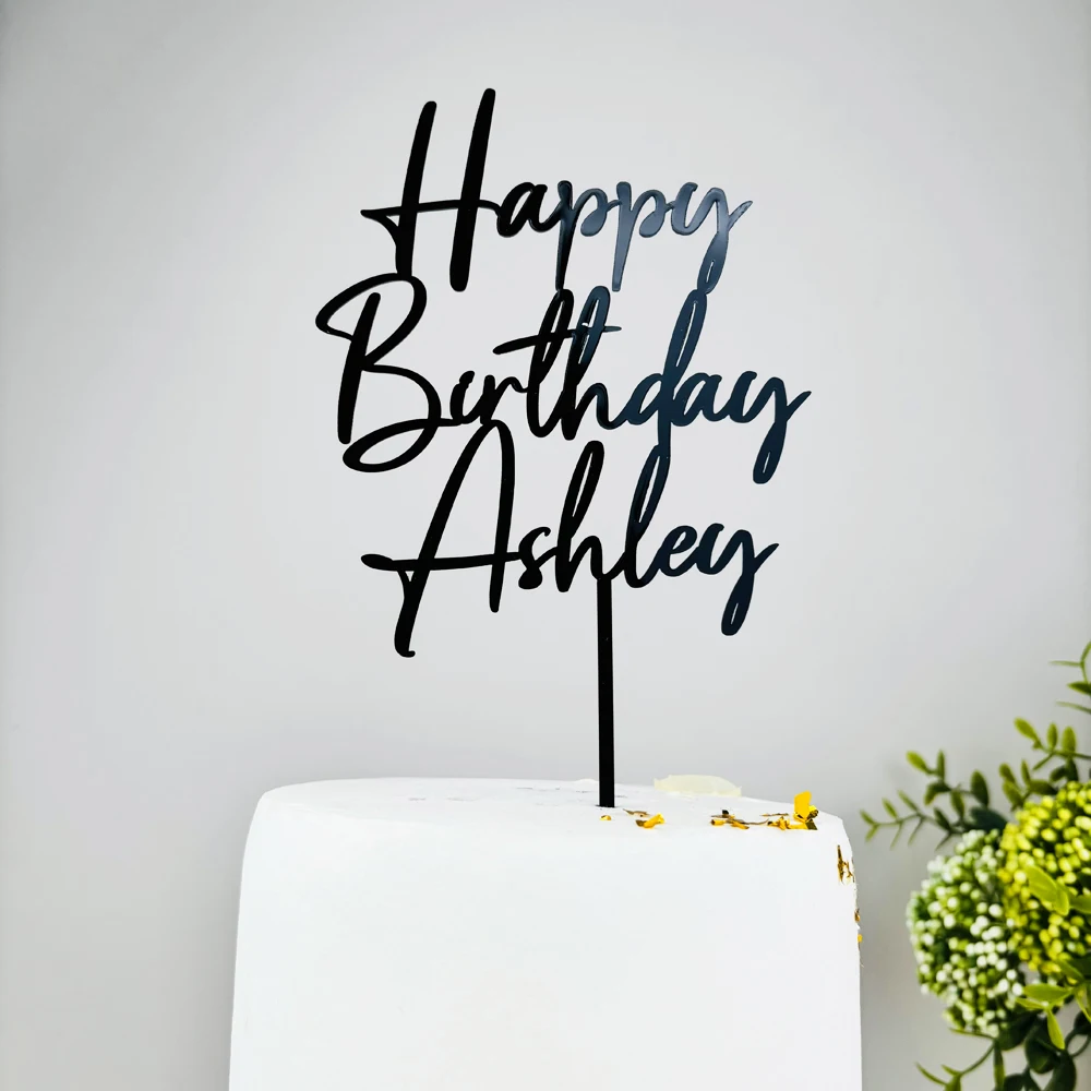 Custom Happy Birthday Name Cake Topper Birthday Gold Cake Topper Personalised Birthday Baby Shower Party Decorations