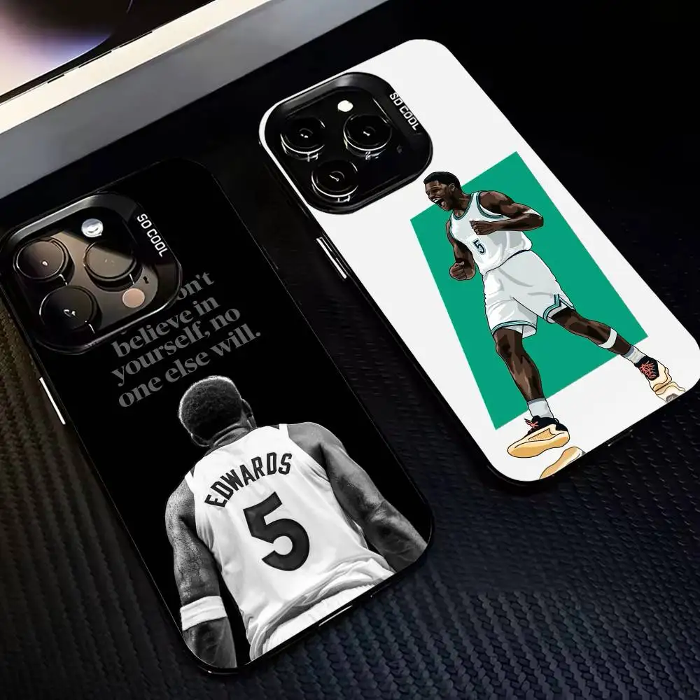 

B-Basketball A-Anthony E-Edwards Phone Case For iPhone17,16,15,14,13,12,11,Pro,MAX White Matte Shockproof Cover