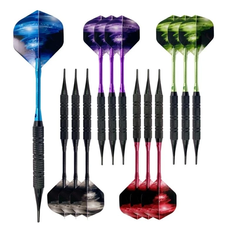 U1JC 12pcs Tip Darts Aluminum Shaft with 100 Nylon Soft Tips for Electronic Plastic Dartboard Indoor Outdoor Games