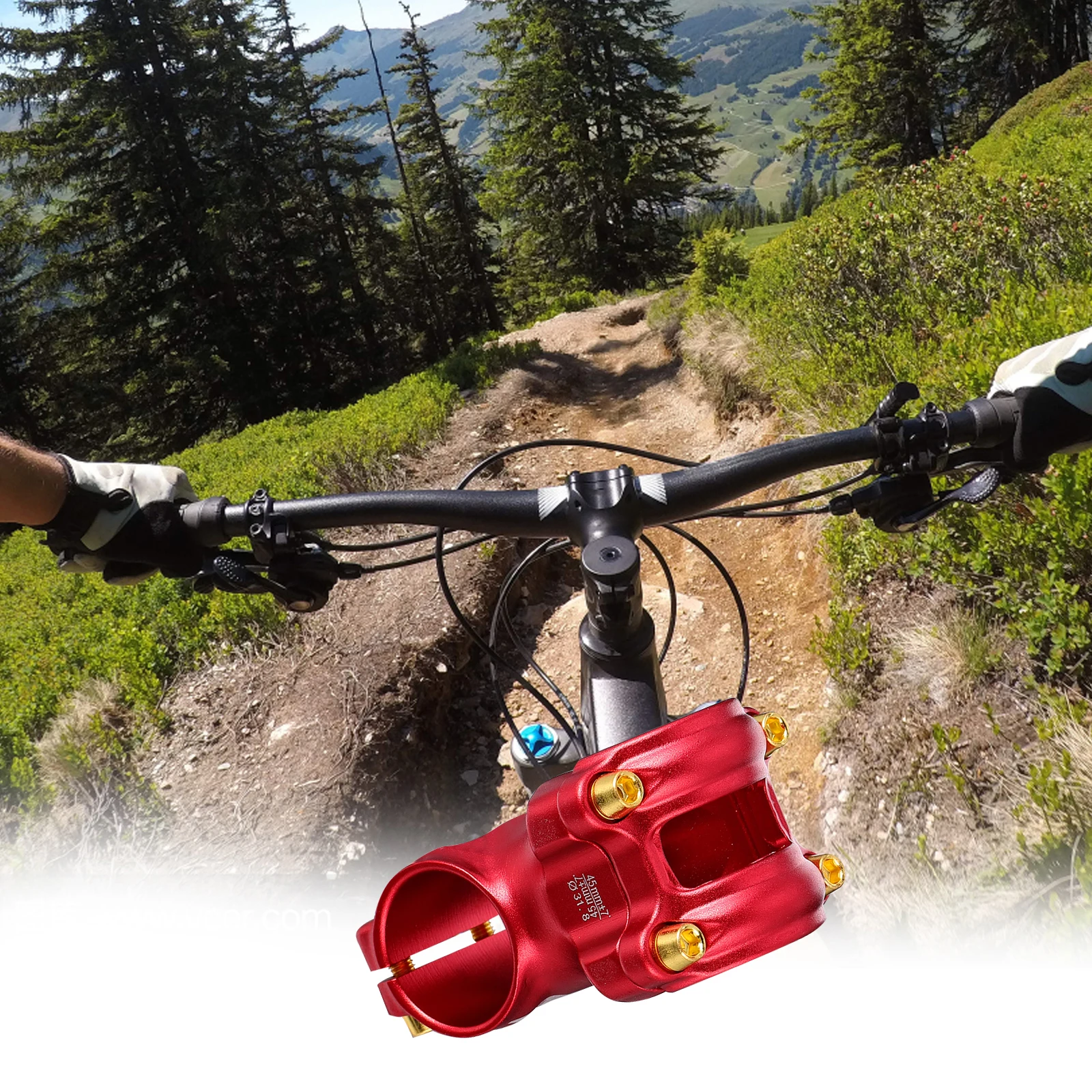 

Aluminium Alloy Bike Handlebar Stem Riser Red Front Fork Lightweight Durable Portable For Mountain Road Vehicles Eccentric