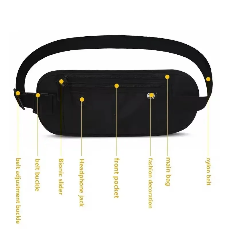 Invisible Travel Waist Pack Pouch for Passport Money Belt Bag Hidden Security Wallet Outdoor Sports Jogging Chest Pack Waist Bag