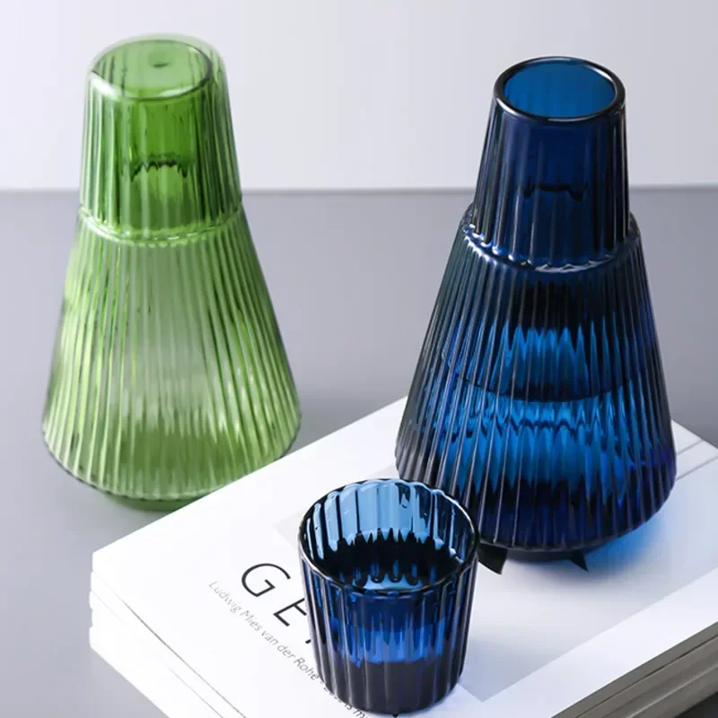 

Creative Nordic Colorful Heat-Resistant Glass Water Pitcher with Cup 1 Set for Iced Drinks High Capacity Jug 1000ml