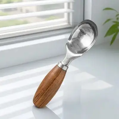 ที่ตักไอศกรีม ด้ามไม้ วัสดุปลอดภัย แข็งแรง ไม่ลื่น ช้อนตักขนมหวาน ช้อนตักไอศกรีม