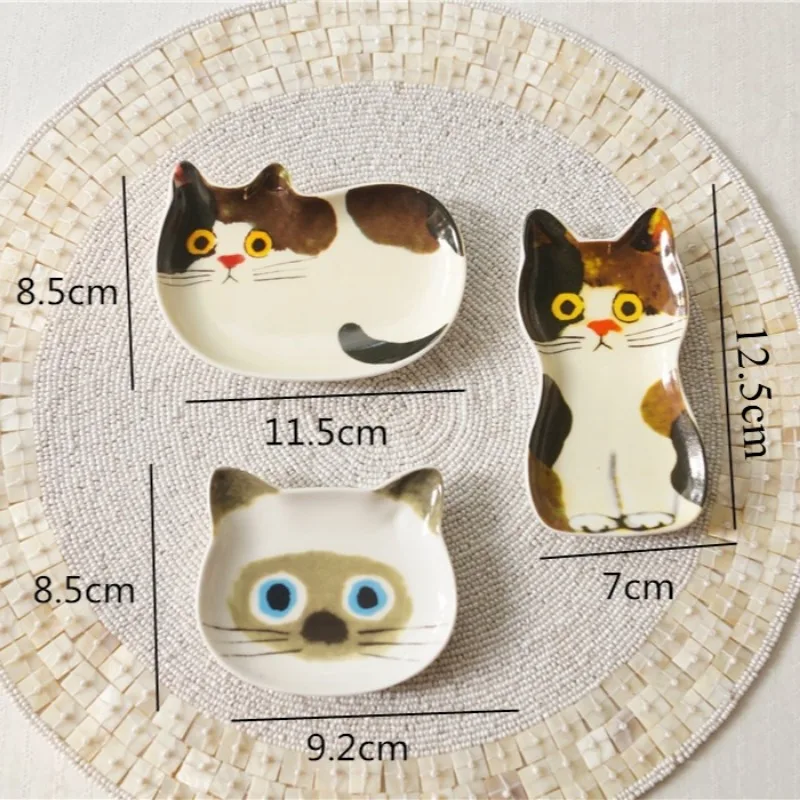 Japan Cute Pets Cat Sauce Dish Ceramic Creative Cute Cat Face Shaped Condiment Dish Small Plates Tableware Home Kitchen Supplies