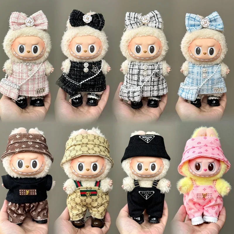 

labubu Doll Clothing First and second generation 17cm doll toy clothing set Skirt Vinyl doll pendant