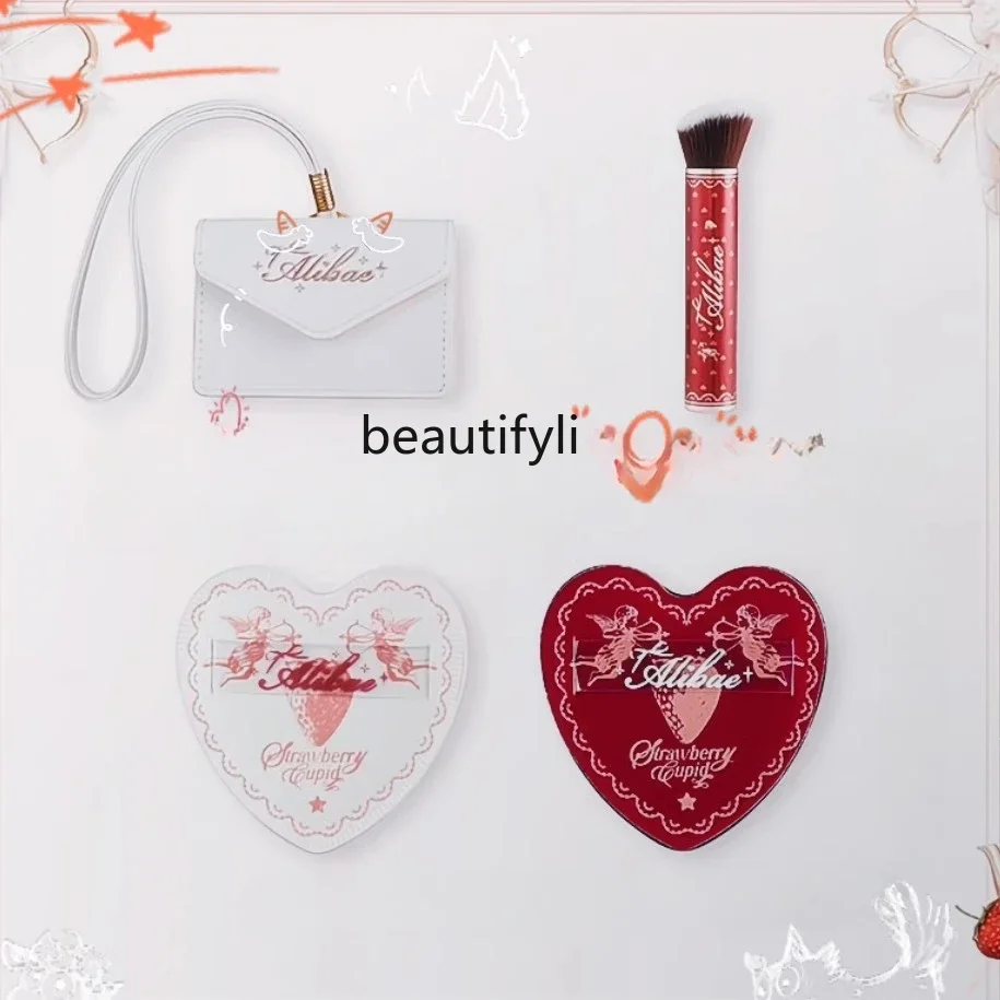 lt [New Product] Flower Knowledge Love Air Cushion Puff Mini Bag Hanging Red Blush Brush