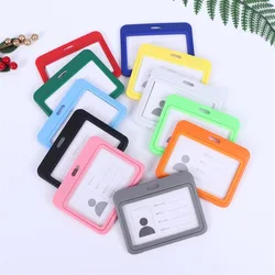 Cheap Transparent Credential Badge Holder Lanyard for Business Meeting Visiting Hang Pass Tag ID Card Candy Color Protector Case