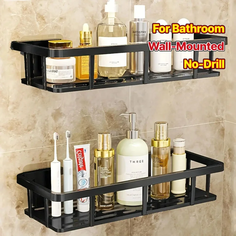 No-Drill Wall Shelf, Heavy-Duty Waterproof Shower Organizer. Easy Adhesive Install, Space-Saving Bathroom Storage.