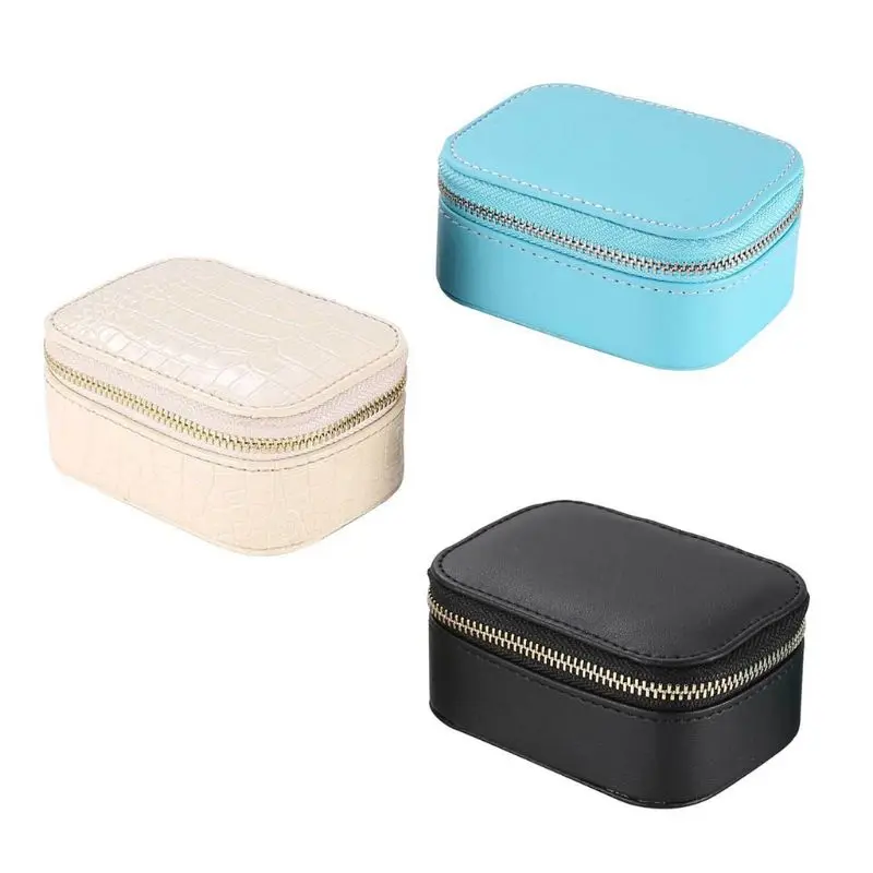 

PU Leather Jewelry Box Necklace Earrings Rings Makeup Storage K3KF
