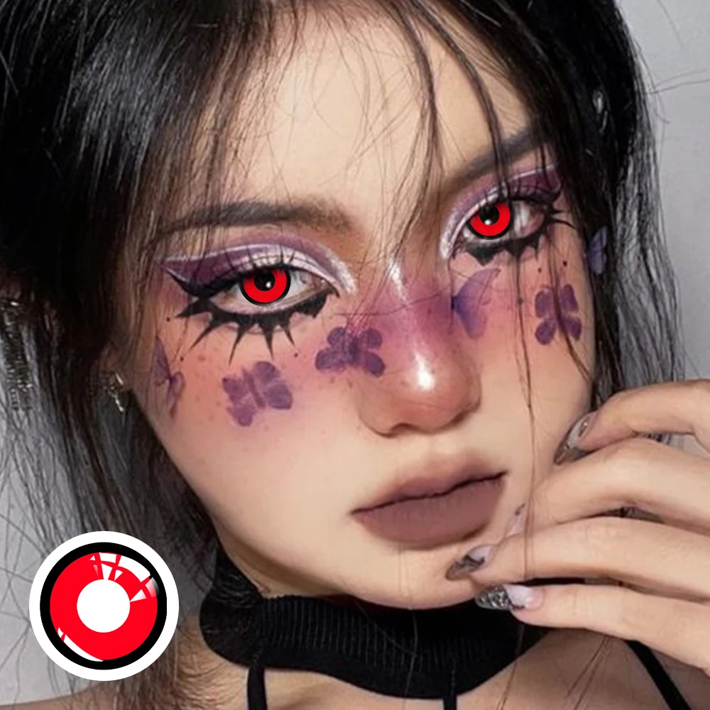 Lalens Weiße Blind-Block Farbige Kontaktlinsen Halbjährliche Weiche Linsen für Anime Cosplay Schwarze Cos-Kontaktlinsen für Coser Augen-Make-up – Detail 9